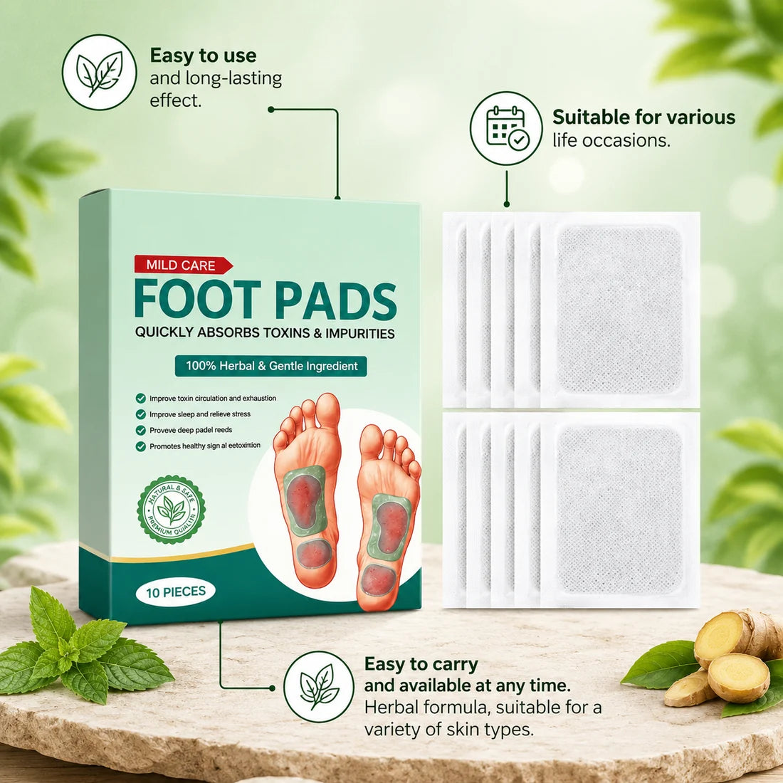 Herbal & Gentle Ingredient Detox Foot Pads🌿🦶BUY 10 GET 10 FREE 🌱(Pack of 20)