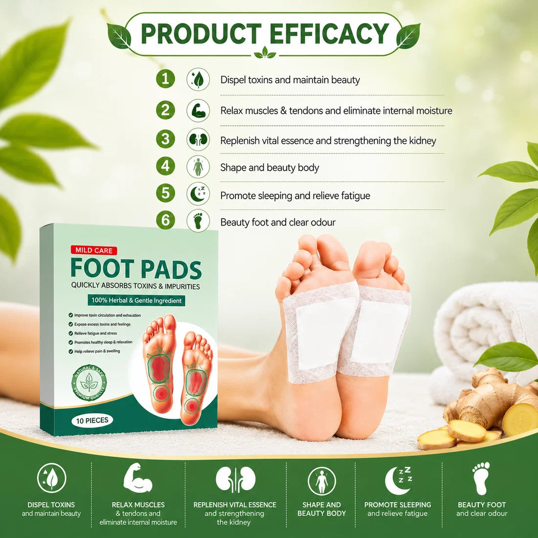 Herbal & Gentle Ingredient Detox Foot Pads🌿🦶BUY 10 GET 10 FREE 🌱(Pack of 20)