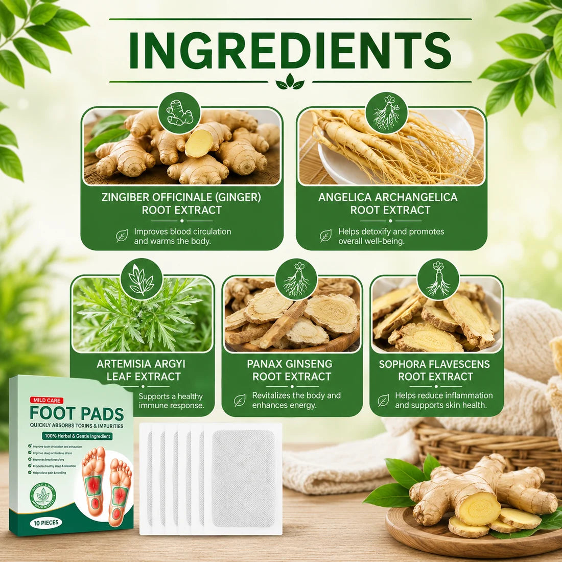 Herbal & Gentle Ingredient Detox Foot Pads🌿🦶BUY 10 GET 10 FREE 🌱(Pack of 20)