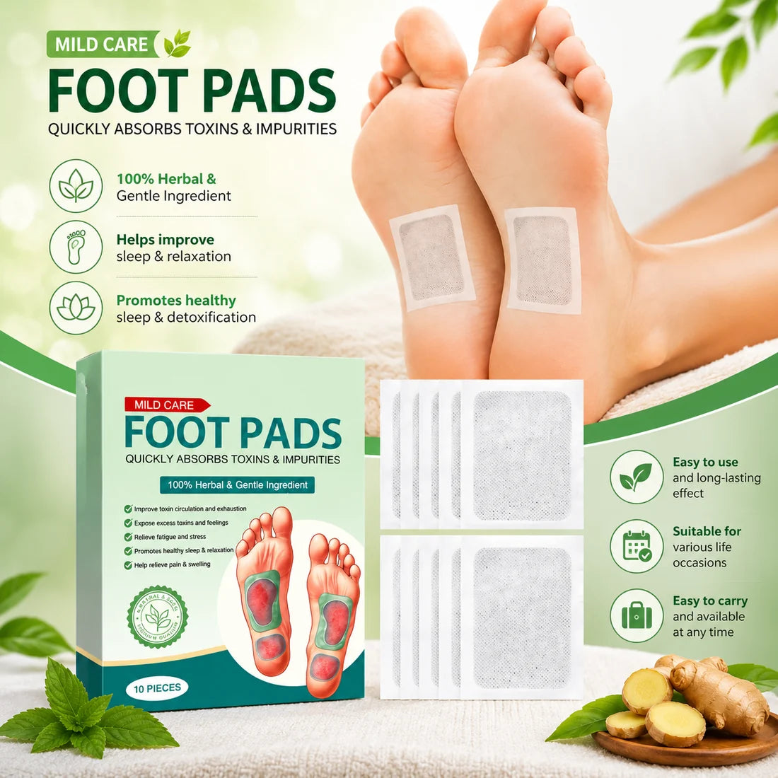 Herbal & Gentle Ingredient Detox Foot Pads🌿🦶BUY 10 GET 10 FREE 🌱(Pack of 20)
