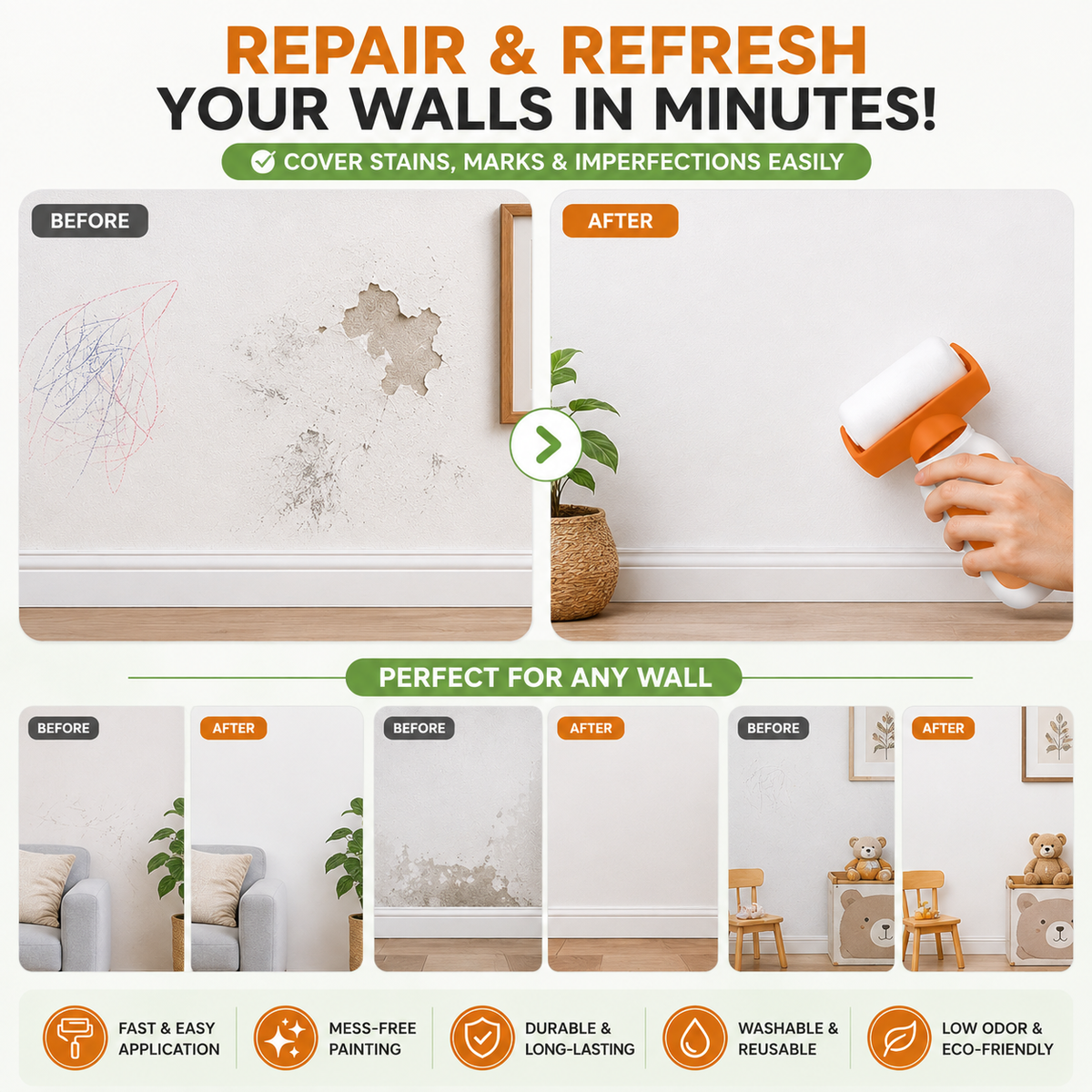 2-in-1 Wall Repair Paint Roller