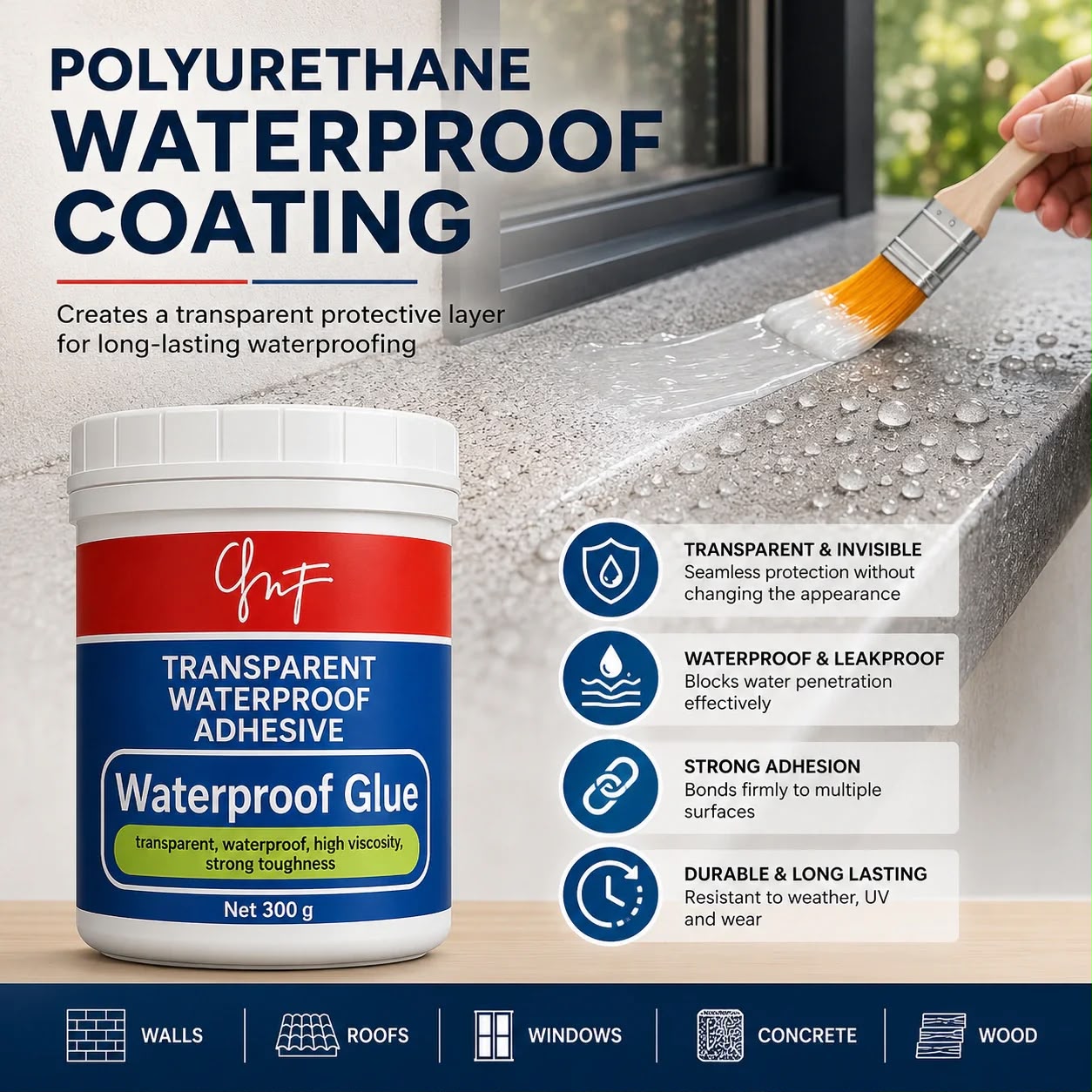 Transparent Waterproof Glue (Pack Of 2 ) + Free Brush