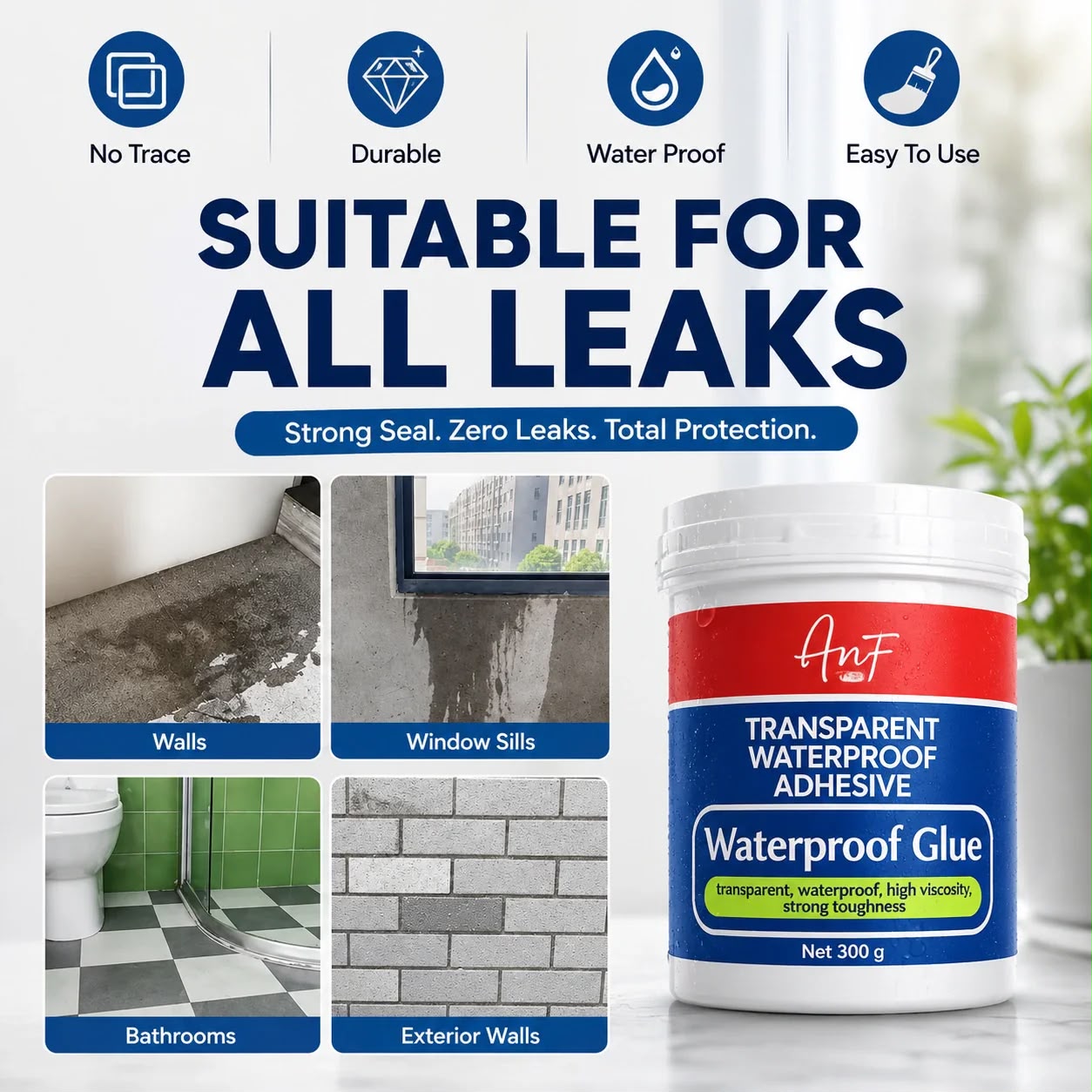 Transparent Waterproof Glue (Pack Of 2 ) + Free Brush