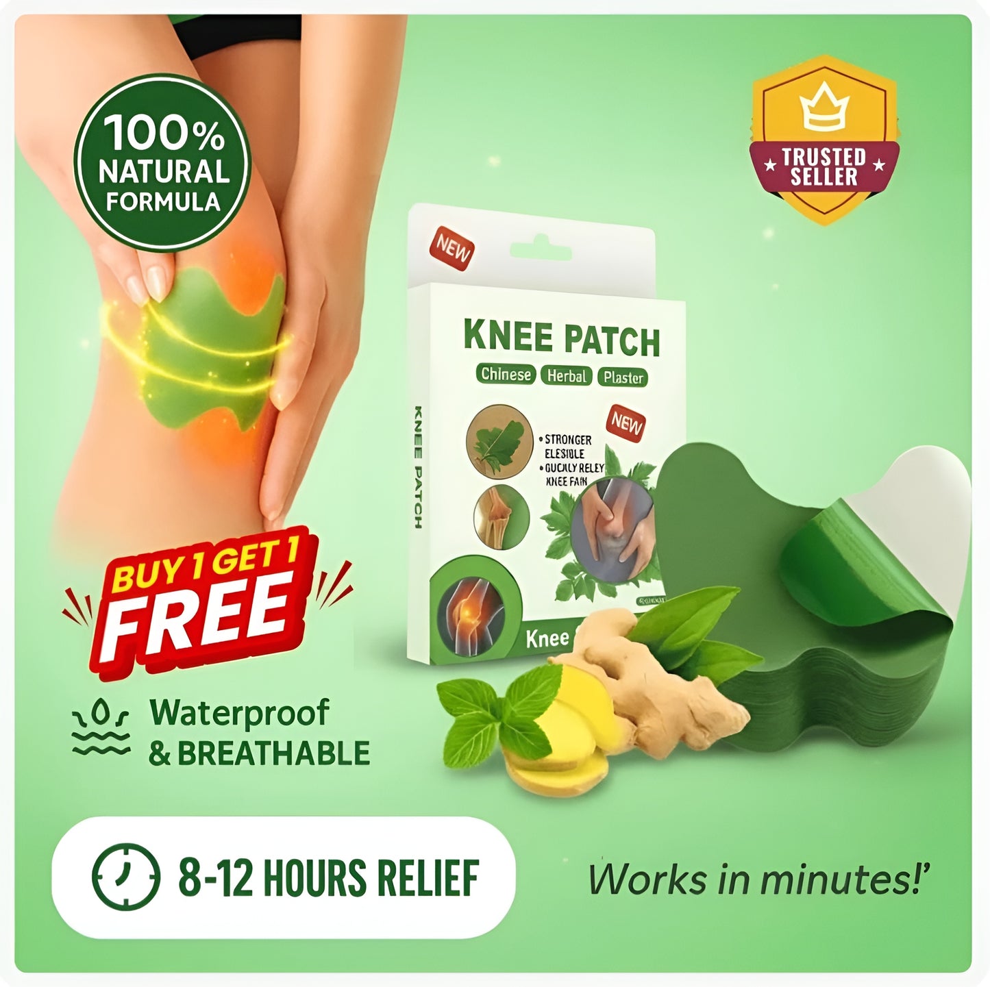 Herbal Knee Patches ( Buy 10 Get 10 Free )
