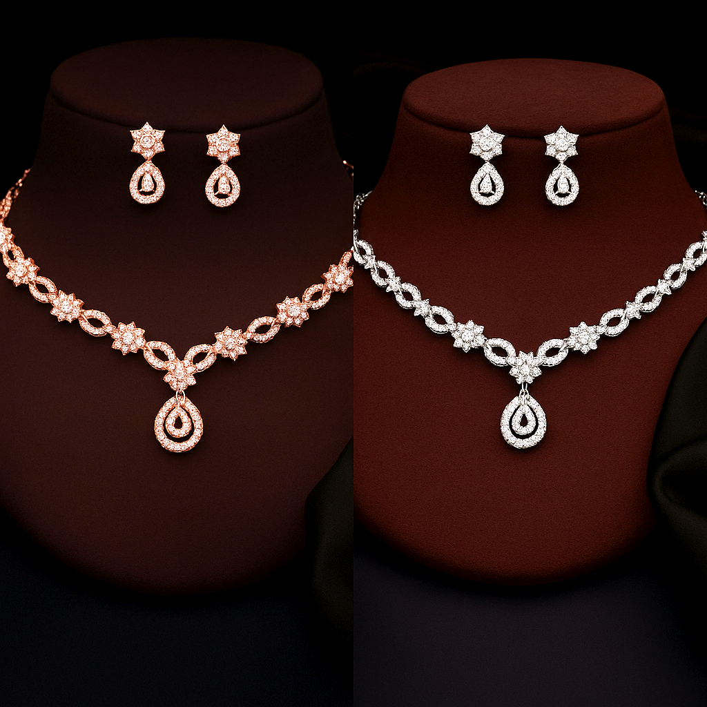 Elegant Diamond-Style Necklace Set – Buy 1 Get 1 Free